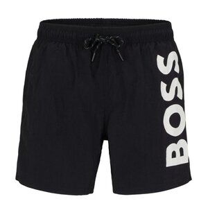BOSS by Hugo Boss Men's Quick-Drying Large Contrast Logo Swim Shorts Black Sz L